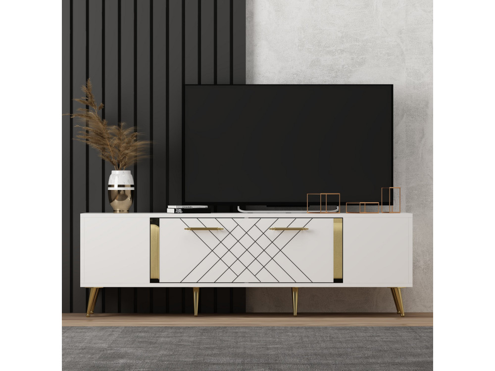Soporte de TV de madera "Detas" - 150 x 35 x 48 cm - Oro