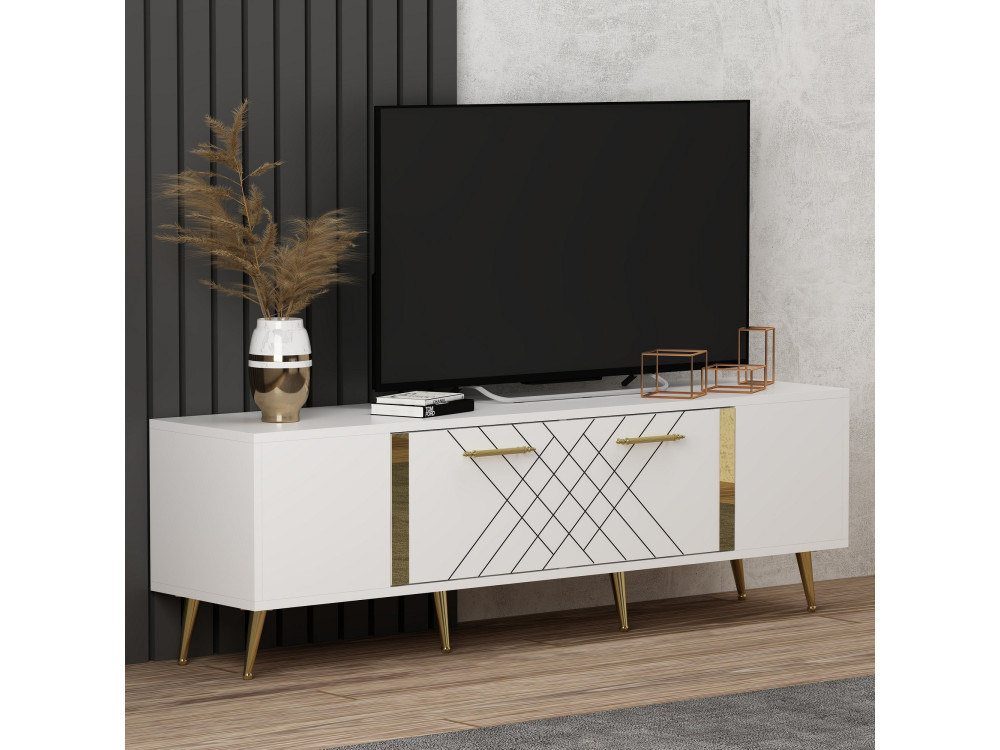 Soporte de TV de madera "Detas" - 150 x 35 x 48 cm - Oro