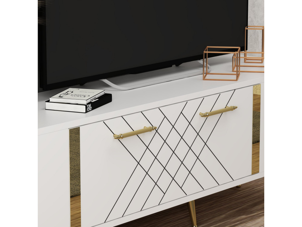 Soporte de TV de madera "Detas" - 150 x 35 x 48 cm - Oro