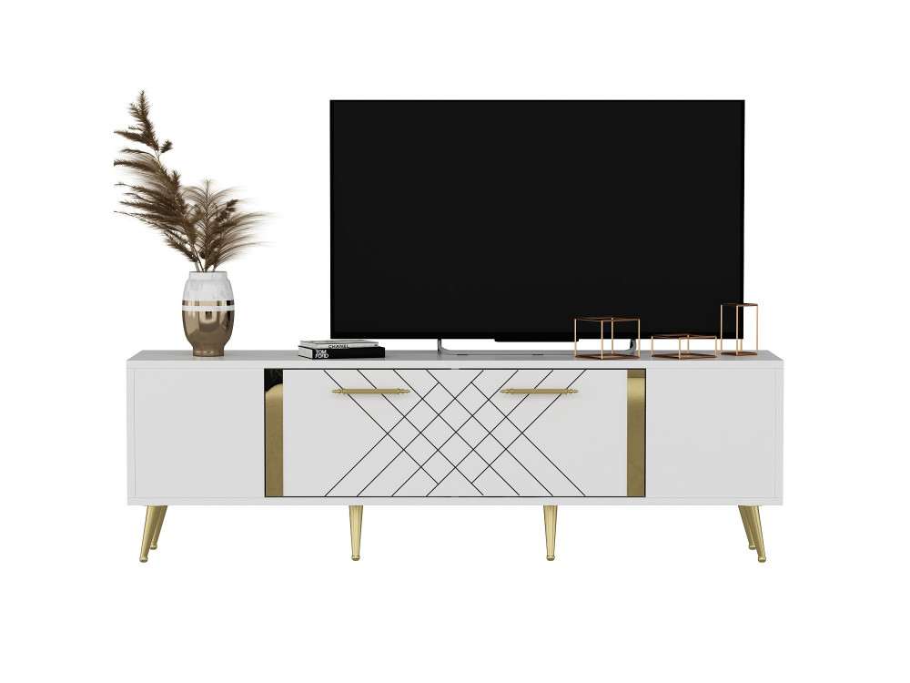Soporte de TV de madera "Detas" - 150 x 35 x 48 cm - Oro