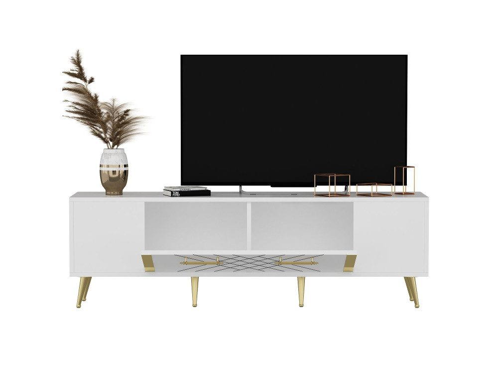 Soporte de TV de madera "Detas" - 150 x 35 x 48 cm - Oro