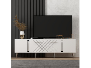 Soporte de TV de madera "Detas" - 150 x 35 x 48 cm - Plata 2