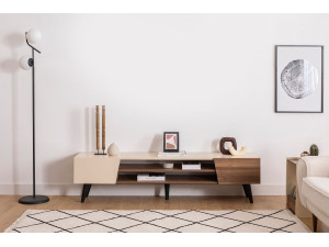 Soporte de TV de madera "Clark" - 180 x 37 x 45 cm - Marrón 2