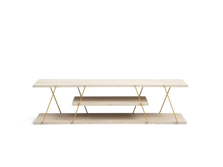 Soporte de TV de madera "Canaz" - 120 x 30 x 33 cm - Travertino