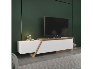 Soporte de TV de madera "Zonas" - 180 x 35 x 28 cm - Blanco 2
