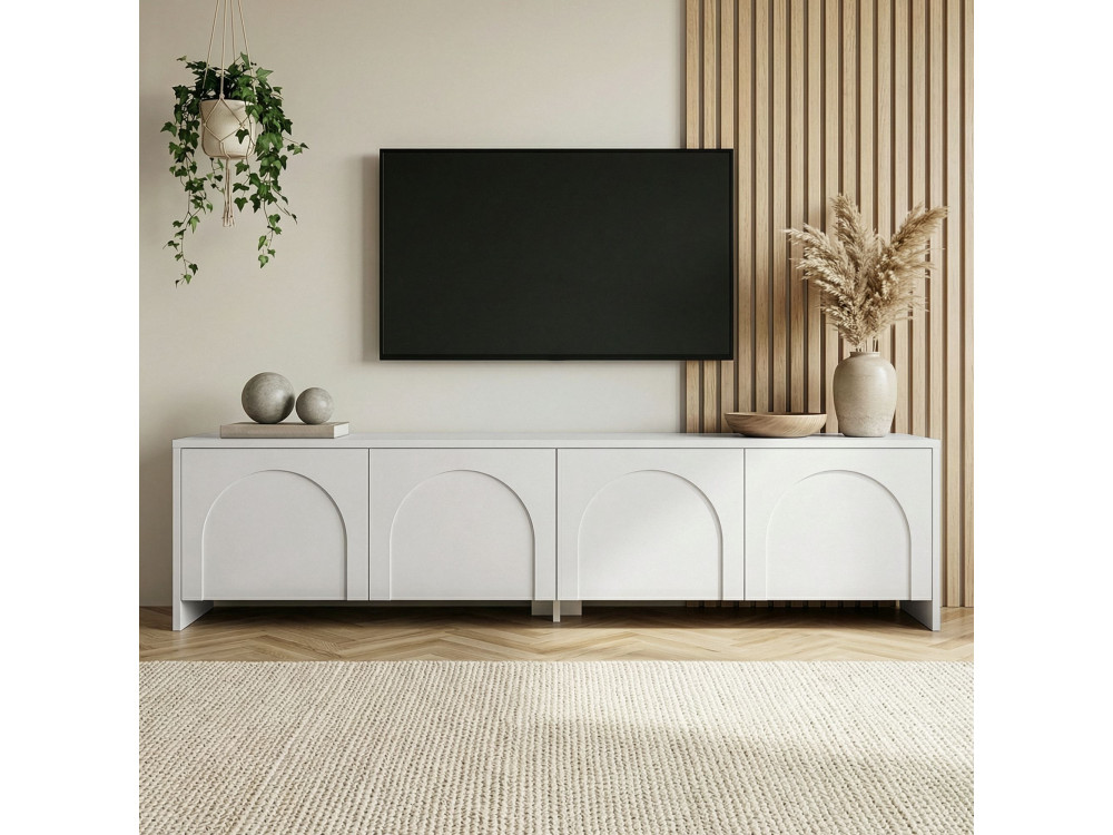 Soporte de TV de madera "Aurelia" - 180 x 32 x 45 cm - Blanco