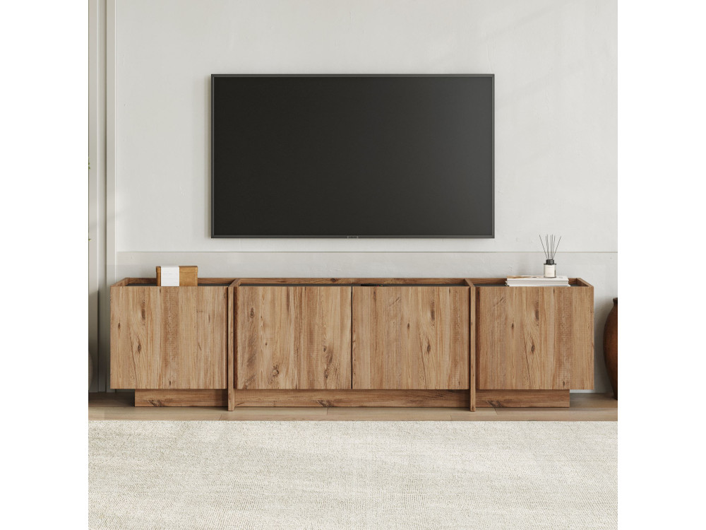 Soporte de TV de madera "Lowen" - 180 x 35 x 46 cm - Pino Atlántico / Antracita