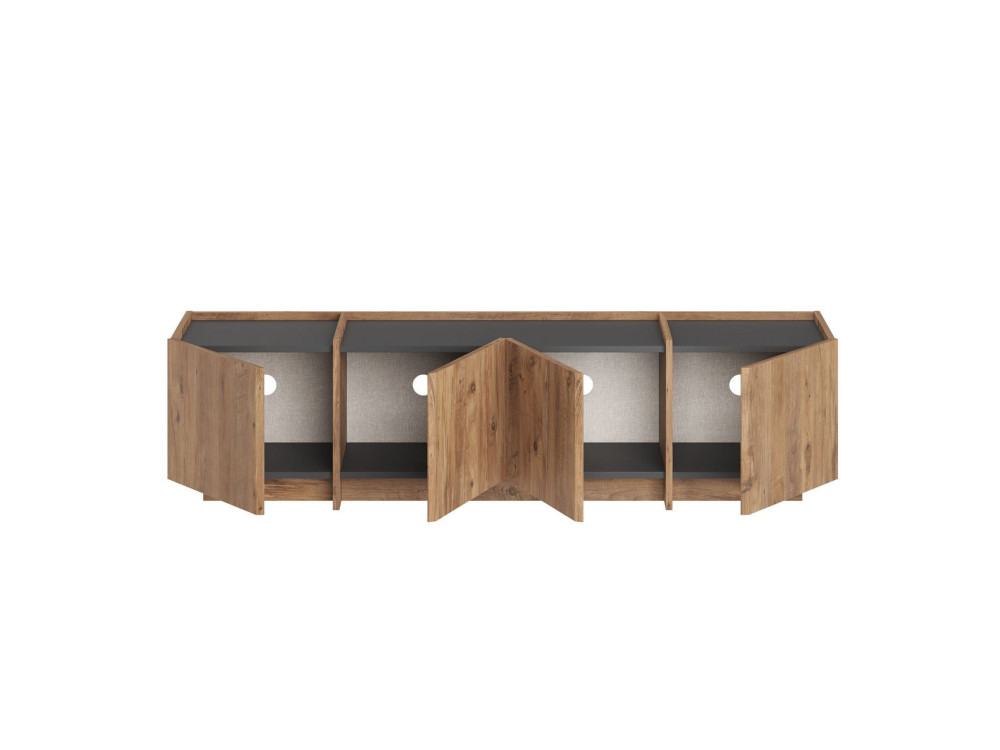 Soporte de TV de madera "Lowen" - 180 x 35 x 46 cm - Pino Atlántico / Antracita
