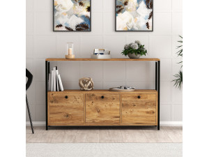 Aparador de madera "Nero" - 120 x 30 x 75 cm - Pino atlántico negro 2