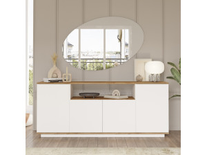 Aparador de madera "FR15" - 180 x 44 x 75 cm - Pino Atlántico Blanco 2