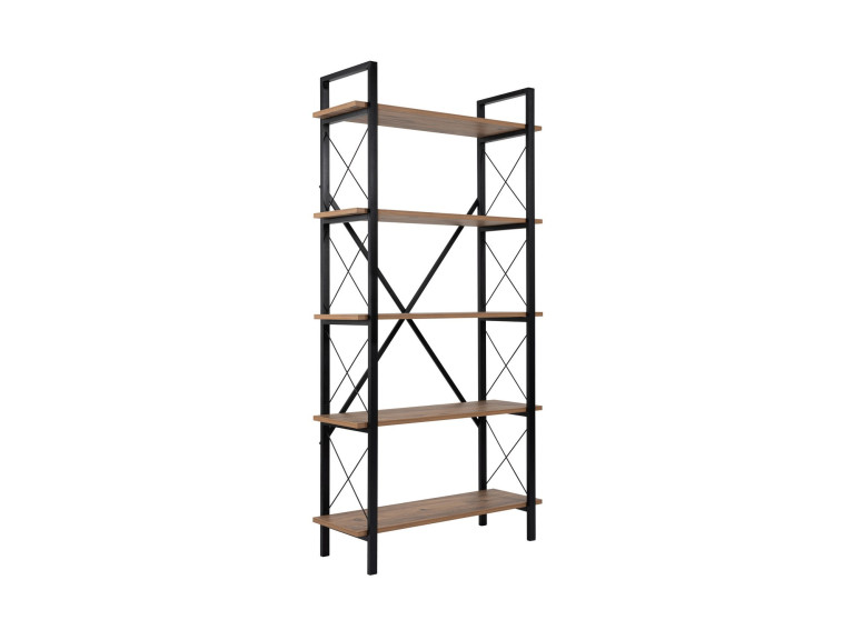 Librería de madera "Elysian" - 90 x 33 x 180 cm - Pino AtlánticoNegro