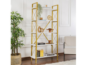Librería de madera "Elysian" - 90 x 33 x 180 cm - Oro blanco 2