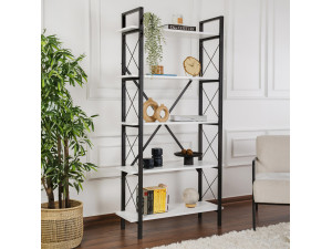 Librería de madera "Elysian" - 90 x 33 x 180 cm - BlancoNegro 2