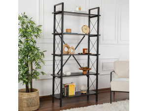 Librería de madera "Elysian" - 90 x 33 x 180 cm - Madera NegraMadera Negra 2