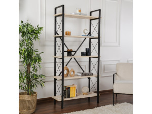 Librería de madera "Elysian" - 90 x 33 x 180 cm - TravertinoNegro 2