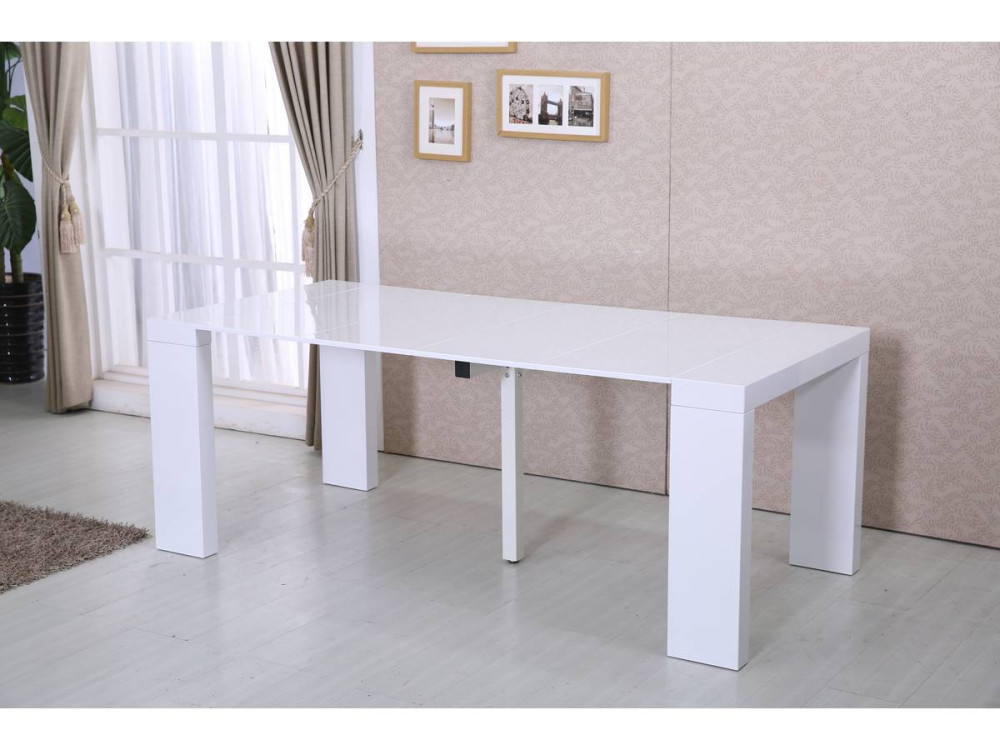 Mesa extensible "Dina" -  200/40 x 94 x 75 cm - Blanco laqueado