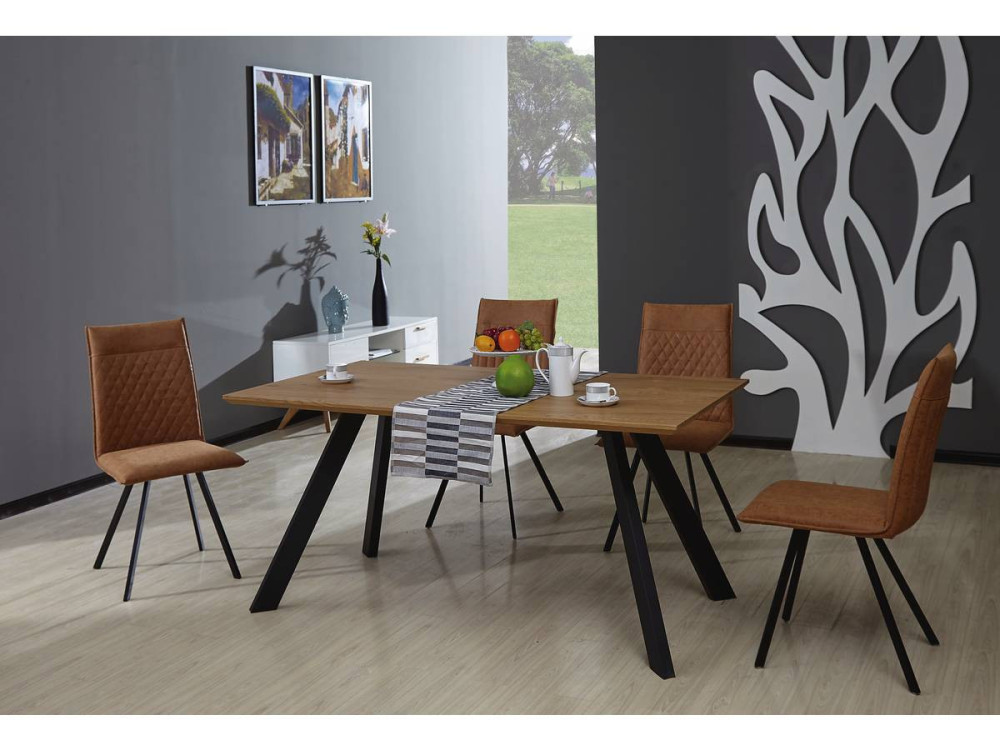 Mesa de Comedor "Manhattan" Roble / Negro - 160 x 90 x 75,5 cm