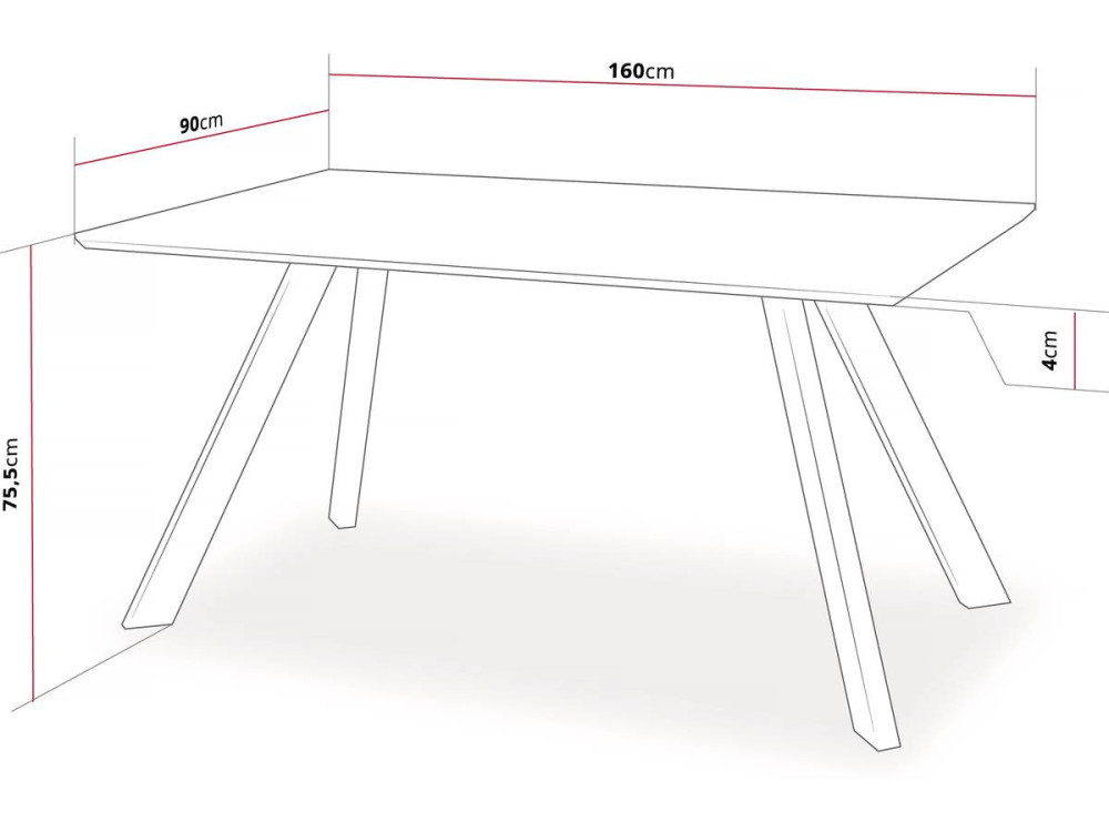 Mesa de Comedor "Manhattan" Roble / Negro - 160 x 90 x 75,5 cm