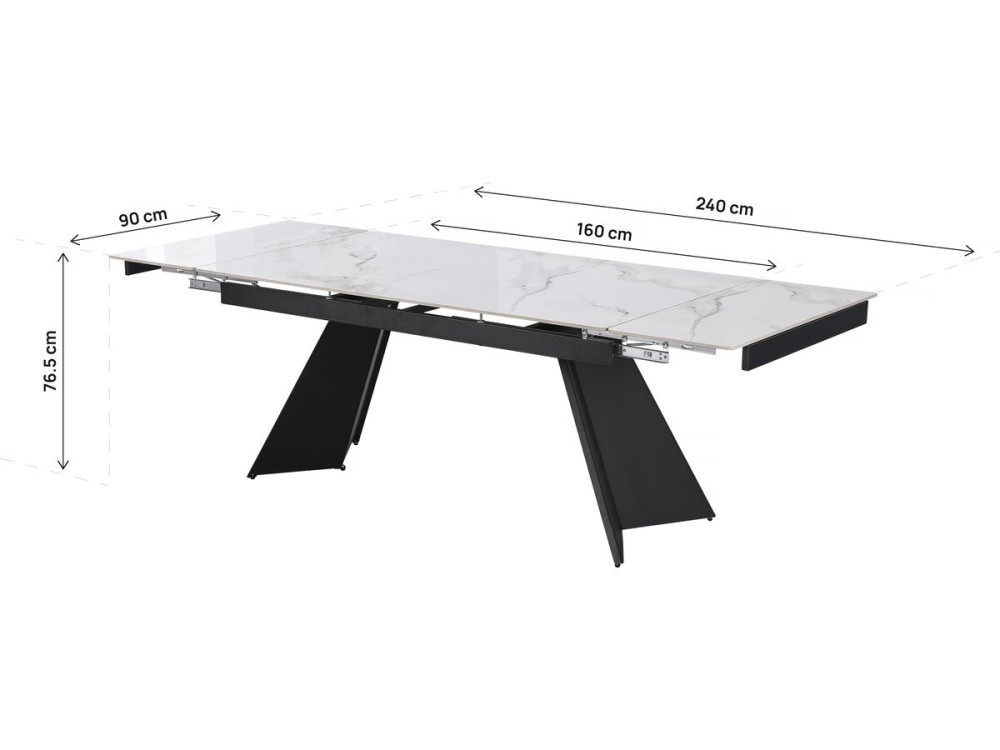 Mesa de comedor extensible de cerámica para 6 a 10 personas "Equinoxe" - Gris jaspeado blanco