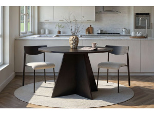 Mesa de comedor de madera "Virella" - 120 x 120 x 75 cm - Madera negra 2