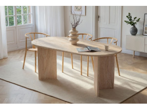 Mesa de comedor de madera "Sablin" - 180 x 89 x 75 cm - Travertino 2