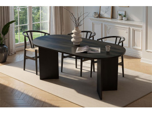 Mesa de comedor de madera "Sablin" - 180 x 89 x 75 cm - Madera negra 2