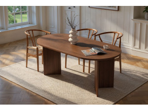 Mesa de comedor de madera "Sablin" - 180 x 89 x 75 cm - Nogal 2
