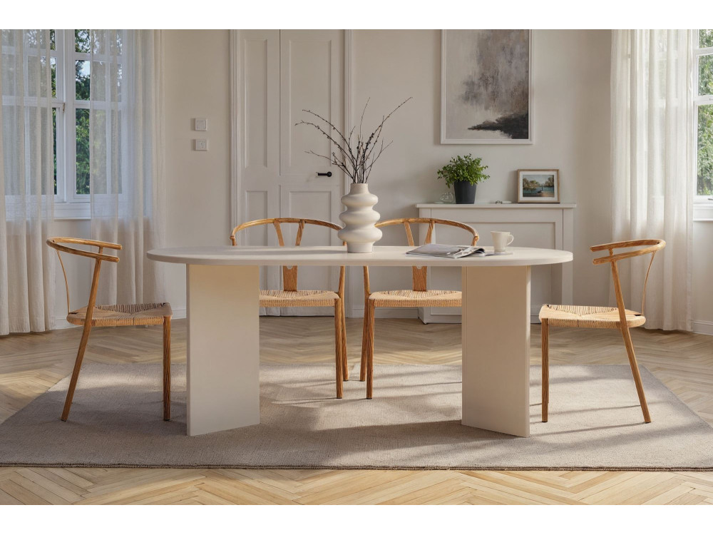 Mesa de comedor de madera "Sablin" - 180 x 89 x 75 cm - Madera Blanca