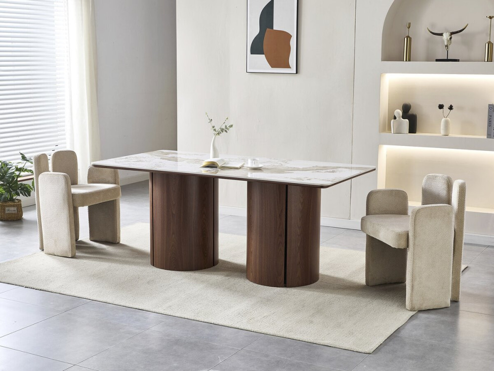 Mesa de comedor rectangular de cerámica Pendora "Milano" - 6 plazas - Marrón