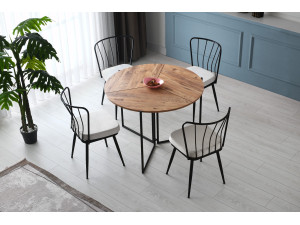 Mesa de comedor de madera "Yaprak" - 100 x 100 x 72 cm - Pino Atlántico 2