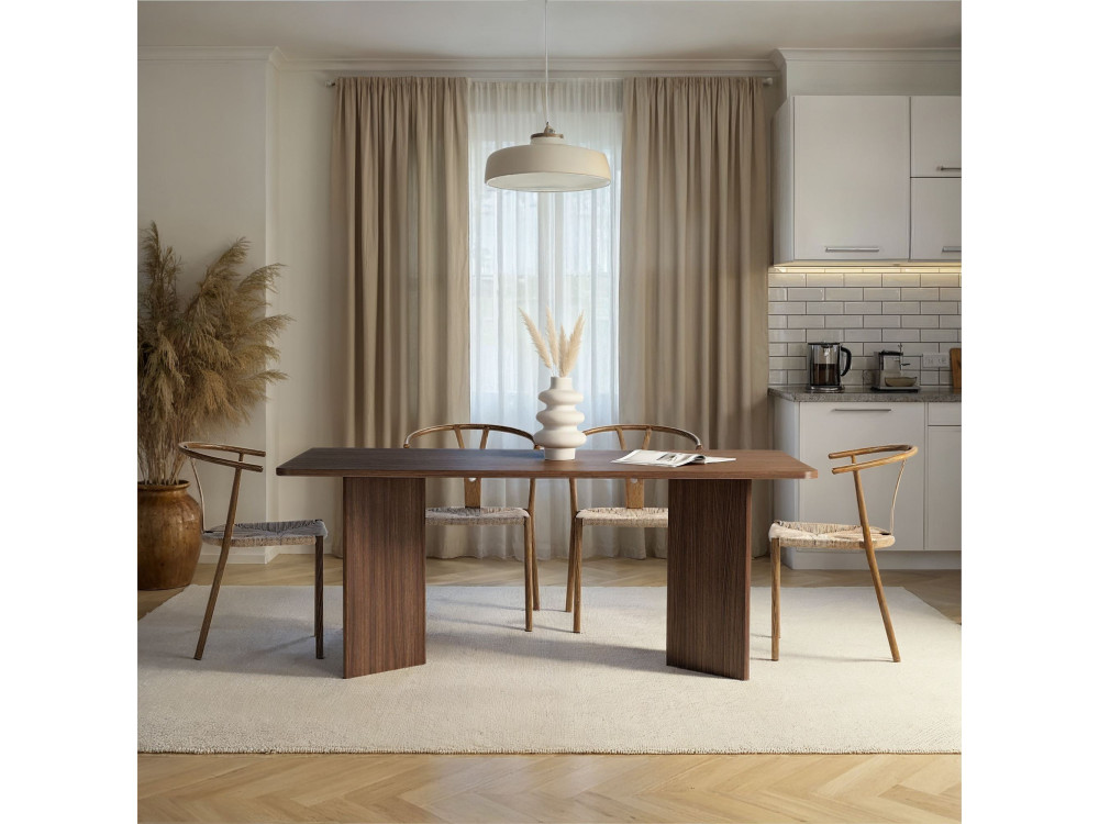 Mesa de comedor de madera "Linza" 180 x 90 x 75 cm - Nogal
