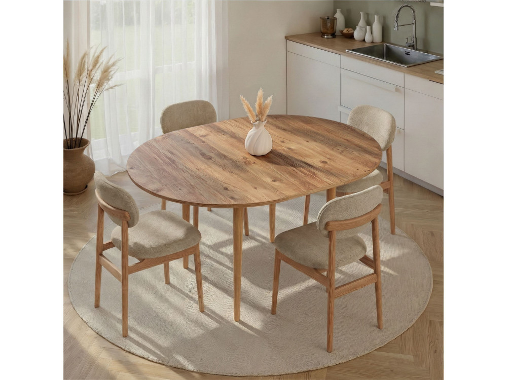 Mesa de comedor de madera extensible "Viona" 100 x 100 x 75 cm - Pino Atlántico