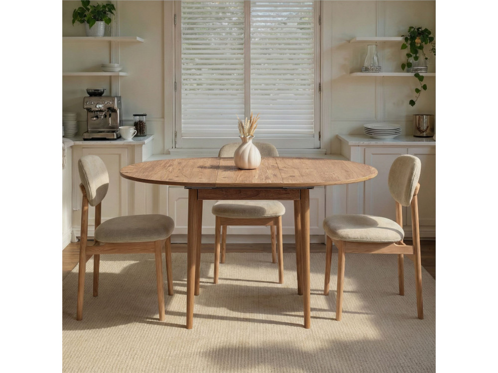 Mesa de comedor de madera extensible "Viona" 100 x 100 x 75 cm - Pino Atlántico