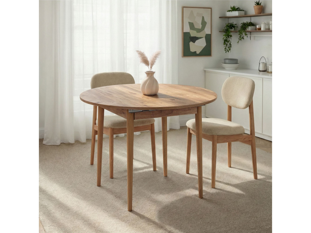 Mesa de comedor de madera extensible "Viona" 100 x 100 x 75 cm - Pino Atlántico