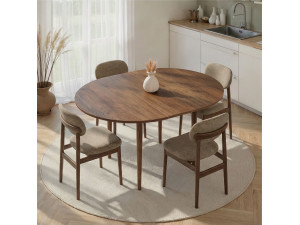 Mesa de comedor de madera extensible "Viona" 100 x 100 x 75 cm - Nogal Barok 2