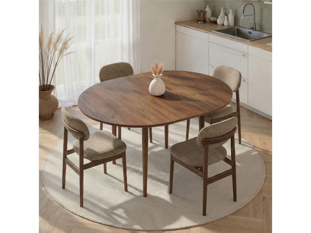Mesa de comedor de madera extensible "Viona" 100 x 100 x 75 cm - Nogal Barok