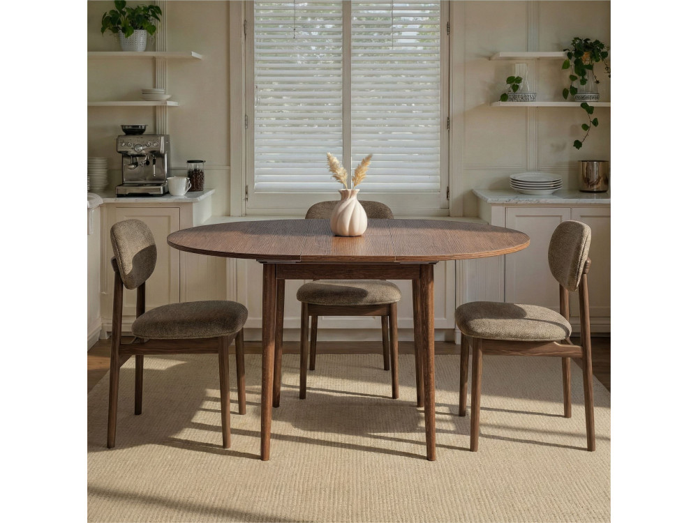Mesa de comedor de madera extensible "Viona" 100 x 100 x 75 cm - Nogal Barok