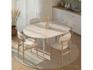 Mesa de comedor de madera extensible "Viona" 100 x 100 x 75 cm - Travertino 2