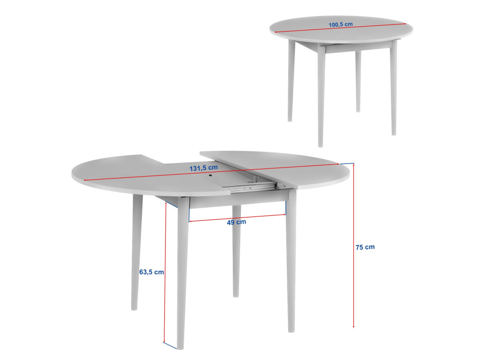 Mesa de comedor de madera extensible "Viona" 100 x 100 x 75 cm - Travertino