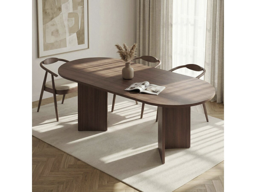 Mesa de comedor extensible de madera 160/200 cm "Sorell" - 8 plazas - Marrón
