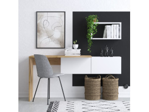 Escritorio de madera "Tiff" - 145 x 45 x 74 cm - Roble blanco 2