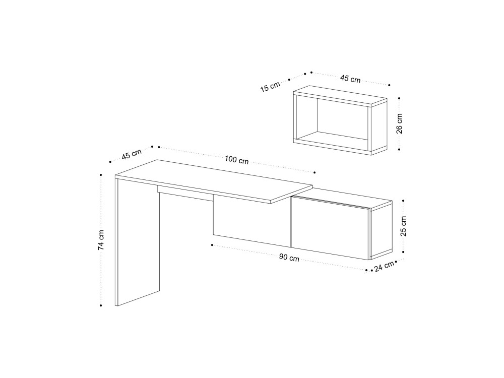 Escritorio de madera "Tiff" - 145 x 45 x 74 cm - Roble blanco