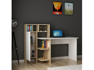 Escritorio de madera "Bugra" - 135 x 60 x 111 cm - Blanco 2