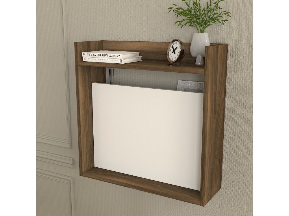 Escritorio de madera "Laptop" - 60 x 19 x 60 cm - Blanco, Nogal