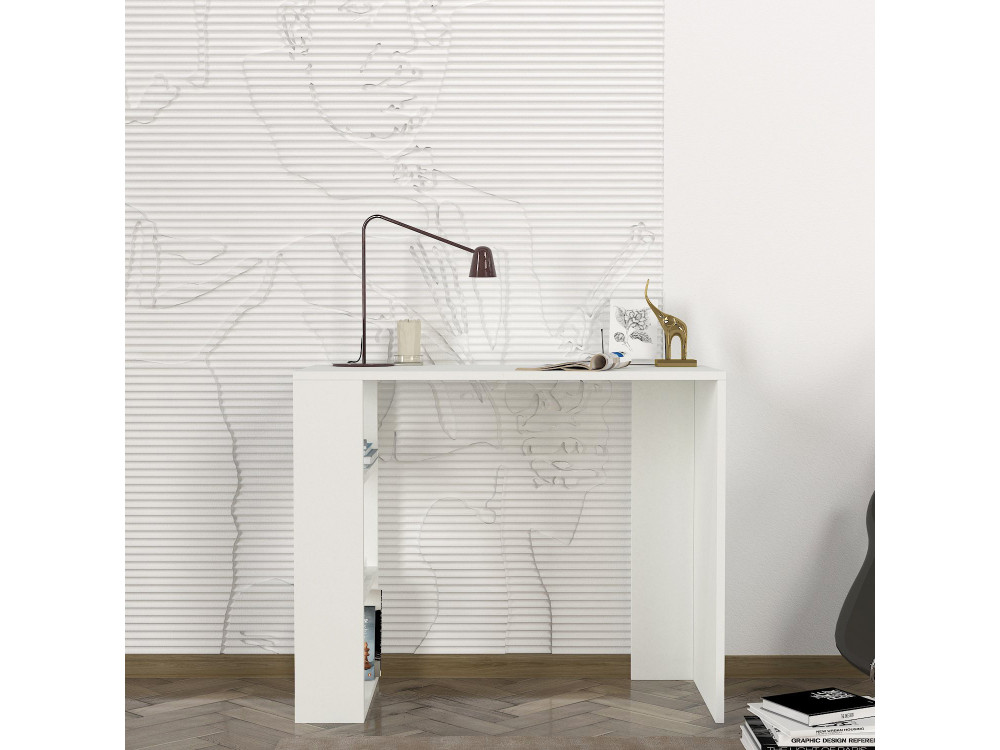 Escritorio de madera "Netenya" - 90 x 40 x 74 cm - Blanco