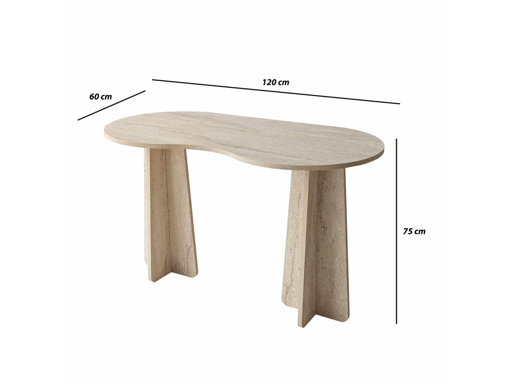 Escritorio "infinito" de madera 120 x 60 x 75 cm - Travertino