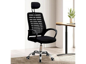 Silla de oficina ergonómica "Sébastien" de altura regulable con reposacabezas - Negra 2
