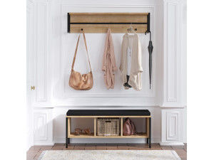 Mueble recibidor "Shana" con asiento de madera - 100 x 35 x 43 cm - Beige 2
