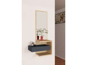 Mueble recibidor de madera "Stella" - 49 x 31 x 90 cm - Roble-Antracita 2