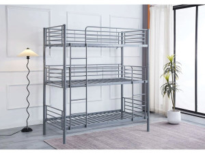 Litera triple de metal "HAVIN" - 90 x 190 cm - Gris - 2